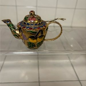 Vintage Cloisonne Enamel Teapot Christmas Ornament